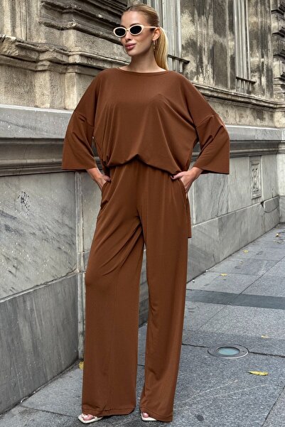 VAGGON Oversized Relaxed Fit Sweat and Double Pocket Pants Set