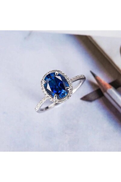 Pursehuit Inel argintiu cu zirconiu albastru, Noella C2 - 7 (circumferință: 54,5 mm)