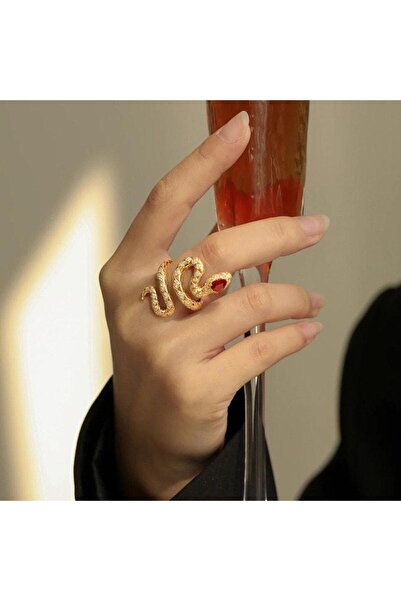 Pursehuit Inel auriu, formă de șarpe, cu pietre de zirconiu, Solomon C17 - 6 ...