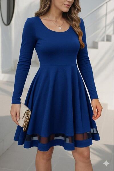 Modessa Line Fustă Detaliu tul Rochie creponata