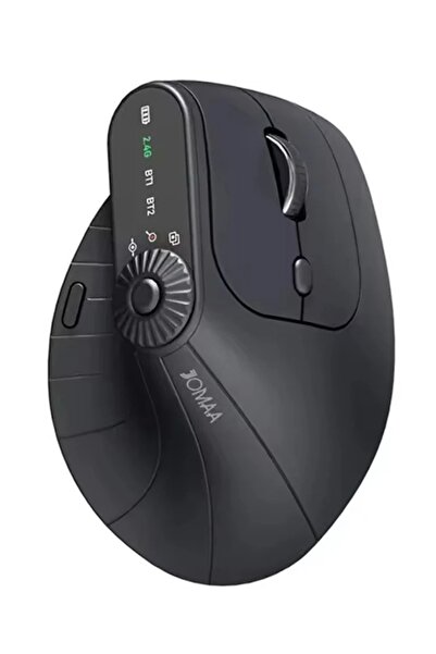 PLTECH Şarj Edilebilir Dikey Ergonomik Bluetooth 2.4GHz Kablosuz Mouse 2400 DPI LED Ekranlı Bilek Yormayan