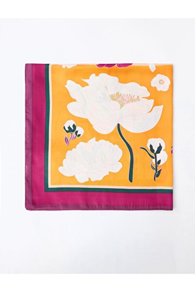 Jimmy Key Burgundy Colored Floral Patterned Scarf