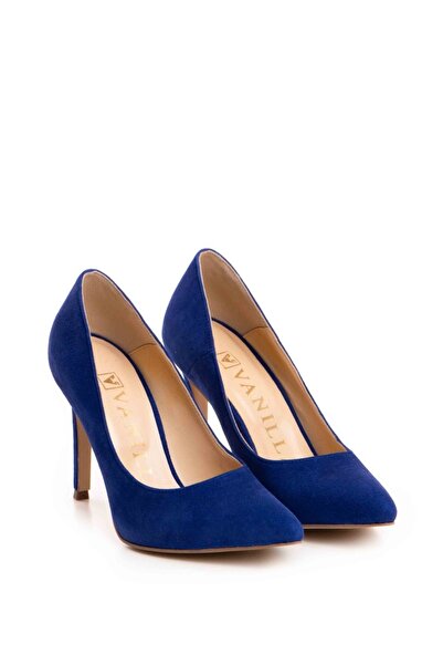 Vanilla Days Navy Suede Stiletto Heels with Bow - 10cm Heel Height