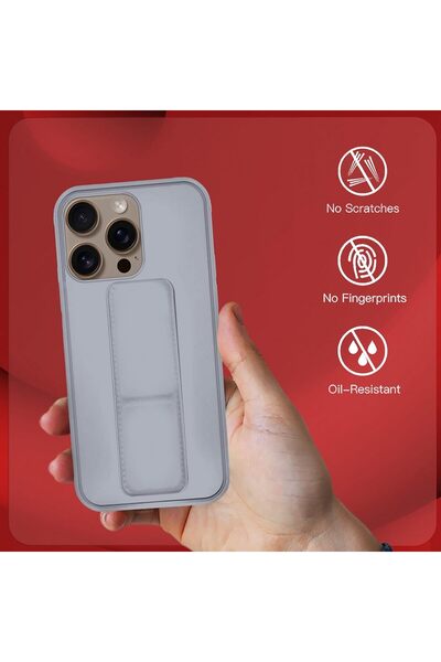 Margoun iPhone 16 Pro Case with Finger Grip and Magnetic Kickstand (Grey)