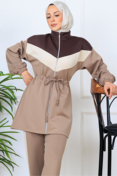 benguen Στολή κατάδυσης με κορδόνι στη μέση και ζώνη N5349 Mink