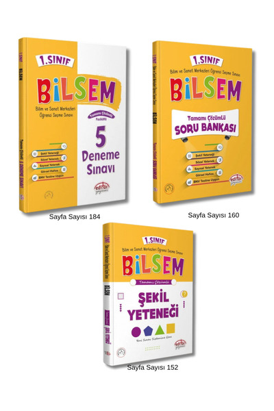 Editör Yayınevi 1. Sınıf Bilsem Hazırlık Güncel Set ( 3 Kitap )