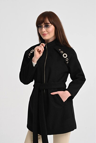 Jupe قبعة كاشي نسائية بحزام وتفاصيل إكسسوار على الكتف 9283