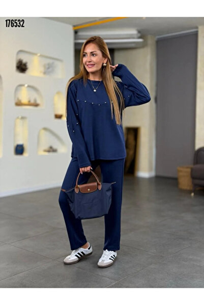 Modayakamoz Yeni Sezon İnci Detaylı Kadın İkili Takım Modal Kumaş Konforlu Takım Elbise