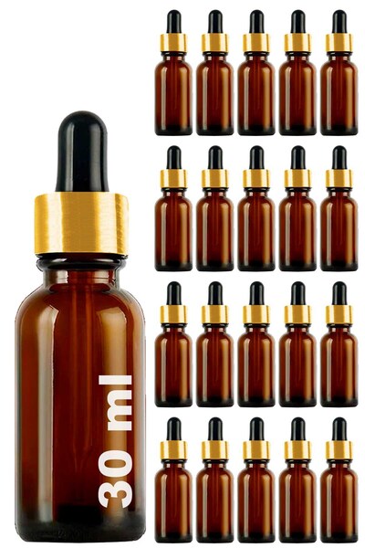 Afracam 30 ml Amber Cam Damlalık Kahverengi Serum Şişesi 30 Cc Metal Kapaklı ...