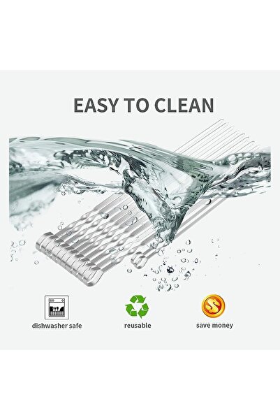 Yuwell YU WELL Pack of 6 Stainless Steel Flat Barbecue Skewers, 60 cm