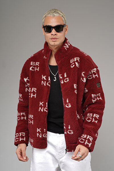 Butik Trend Biz Zippered Patterned Texted Oversized Pattern Plush