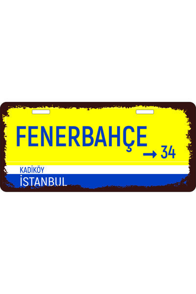 kirpi poster Fenerbahçe Sokak Tabelası Sarı Lacivert Retro Plaka Poster 11x24 cm