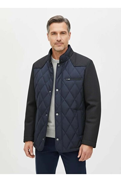 uppstairs معطف مبطن أسود مبطن للرجال