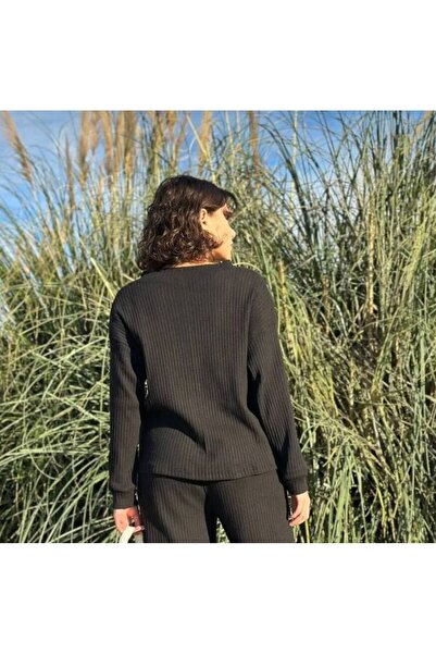 BİGÜMEX Women's Corded Fabric V-Neck Knitwear Top