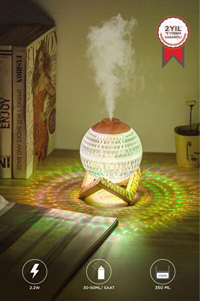 Torima Hava Nemlendiricisi Rgb Işıklı Ahşap Standlı Kristal Top H10 Beyaz