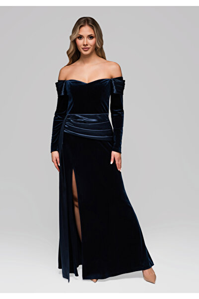 OMBRE Spoločenské šaty LA-OM-DLR254 - námornícke