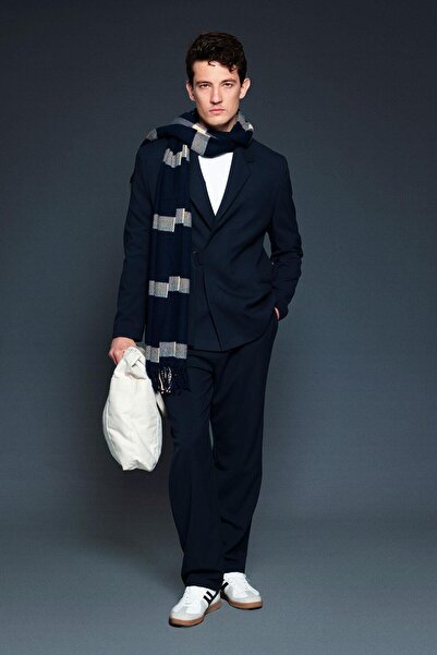 ablukaonline Men's belted Oversized suit navy blue