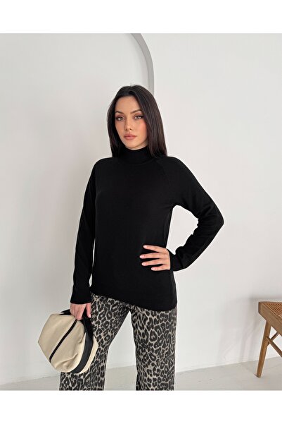 b buhari bykoc Half Fisherman Soft Textured Cashmere Long Sleeve Knitwear Sweater