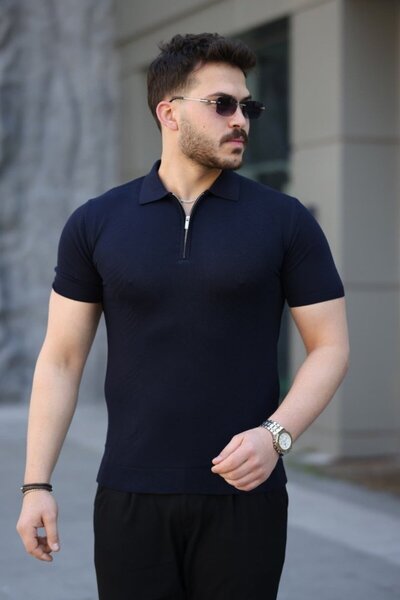 EDA COLLECTION Ανδρικό μπλουζάκι με γιακά πόλο από ύφασμα βισκόζης