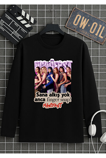 RYO FASHİON Tricou cu mânecă lungă, negru, model-1, grupul Manifest: LİDYA, M...