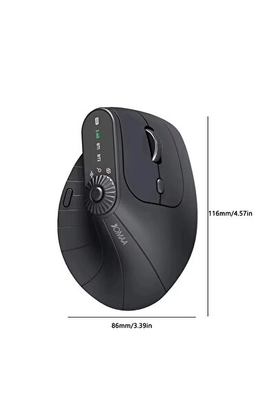 PLTECH Şarj Edilebilir Dikey Ergonomik Bluetooth 2.4GHz Kablosuz Mouse 2400 DPI LED Ekranlı Bilek Yormayan