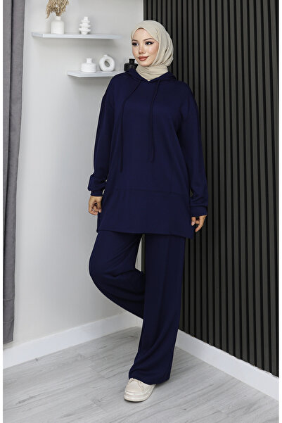 sefamerve Premium Fabric Double Hijab Set 2168-02 Navy Blue