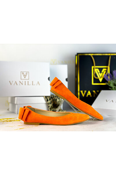 Vanilla Days Suede Leather Ballet Flats in Orange
