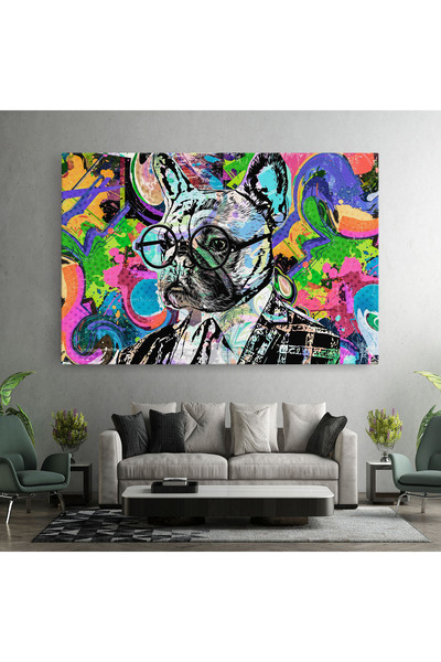 Arthub Canvas Painting, Bedroom And Living Room, Modern, Graffiti Bulldog