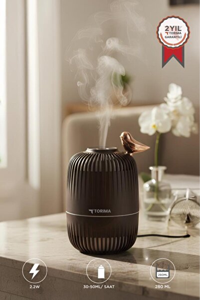 Torima Hava Nemlendiricisi Buhar Makinesi Kuş Detaylı Ahşap Görünümlü 280 ML H17 Koyu Kahverengi