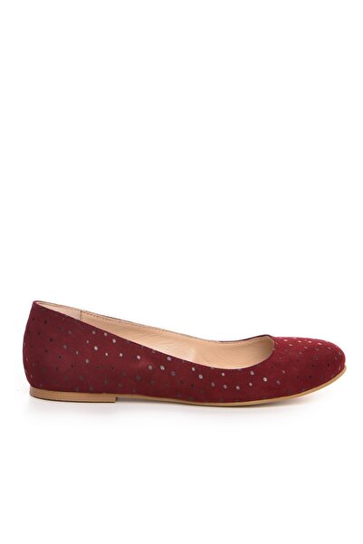 Vanilla Days Luiza Burgundy Suede Polka Dot Ballet Flats