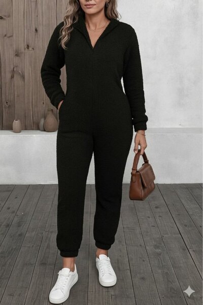 ETİLER ÇOCUK Kadın Uzun Kollu Kapüşonlu Tavşan Kulak Detaylı Peluş Tulum