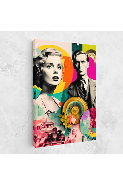 Arthub Canvas Painting, Bedroom And Living Room, Modern, 60s Retro Collage