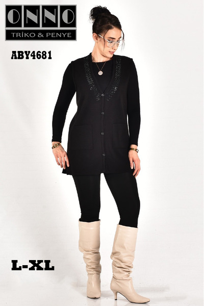 onno style women Steel Knit V-Neck Stone Tricot Classic Vest