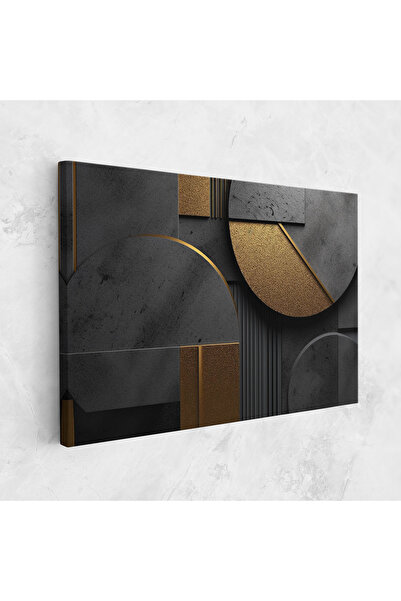 Arthub Tablou Canvas, Dormitor Si Living, Abstracte, Gold With Grey Circle