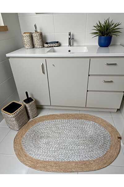 Home Inn Home Textile Natural Textured Wicker Look 6 Piece Bathroom Set – Elegant and Modern