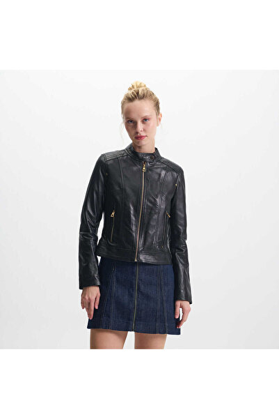 Tergan Siyah Hakiki Deri Kadın Hakiki Deri Mont - K25KDM320478-Q3H