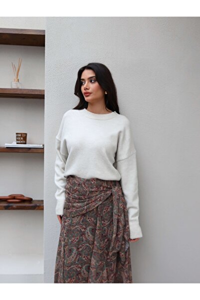 ESRAHELVACI Ethnic Pattern Tie-Up Chiffon Skirt