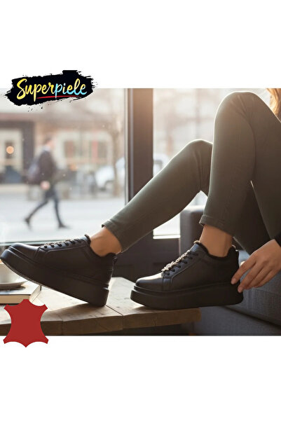 kevali Pantofi casual bej pentru femei din piele, cu talpă înaltă și dantelă decorativă, căptușiți cu blană, T-7011