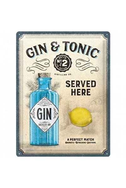 Nostalgic Art Placa metalica 30x40 Gin & Tonic Served Here