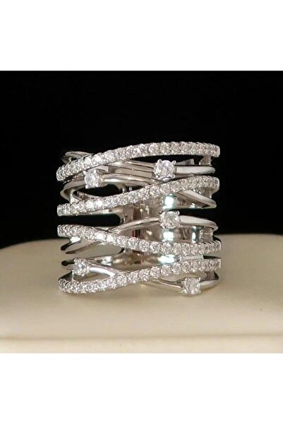 Pursehuit Ασημένιο δαχτυλίδι, πολυεπίπεδο, με πέτρες ζιργκόν, Magrete C1 - 7 ...