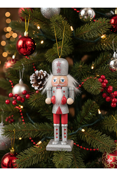 DODOMAR Soldat de plumb 13 cm Pălărie gri Costum cu buline Ornament de Crăciun