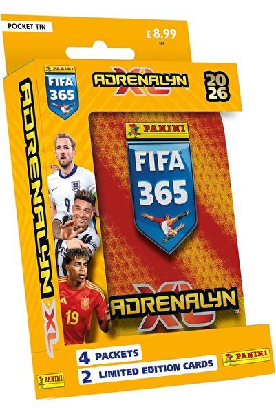 Panini FIFA 365 Adrenalyn XL 2026 Mini Tin, Pack of 4 - 26 Collectible Football Trading Cards (Assor