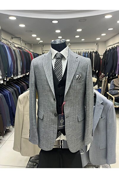 ENRICO MASAROTTI KOMBİNLİ ERKEK YELEKLİ TAKIM ELBİSE ( CEKET KARELI YADA ÇİZGİLİ YELEK PANTOLON DÜZ)