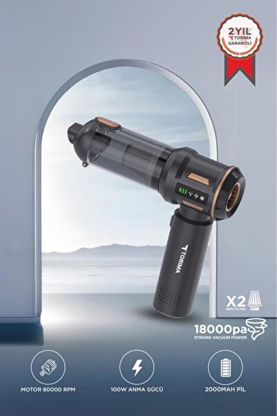 Torima Araç İçi Süpürge 4IN1 Çok Fonksiyonlu Şarjlı Mini Ev Kullanımı İçin El Süpürgesi LT100 Siyah