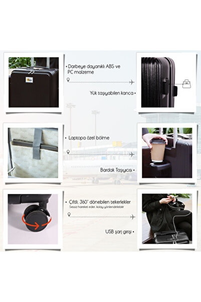 Biggdesign Moods Up Front Compartment 20" Luggage with Cup Holder and USB Port Black