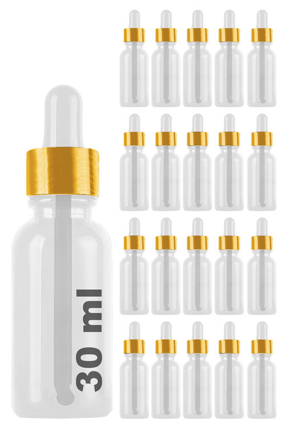 Afracam 30 ml Şeffaf Cam Damlalık Beyaz Serum Şişesi 30 Cc Metal Kapaklı Drop...