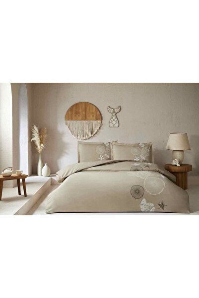 Özdilek Duvet Cover Set Ranforce Single Size Beige Corallıno