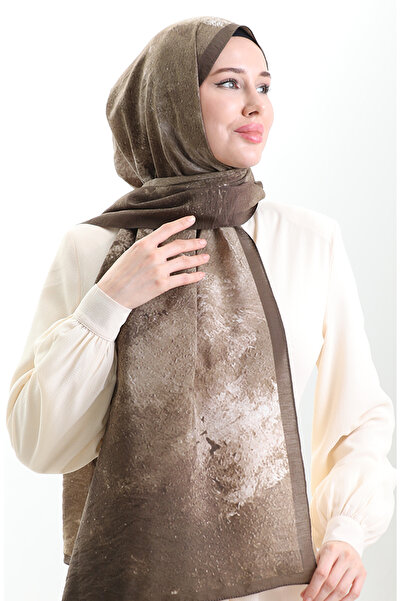 sefamerve Karaca Natural Fiber Shawl 82010-07 Dark Beige