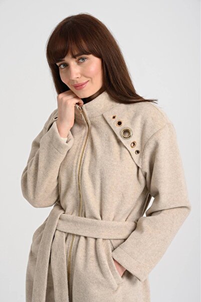 Jupe Women's Shoulder Accessory Detailed Belted Cashmere Cap 9283