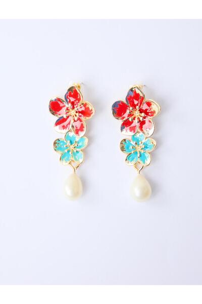 Jimmy Key Mixed Color Flower Figured Pearl Earrings